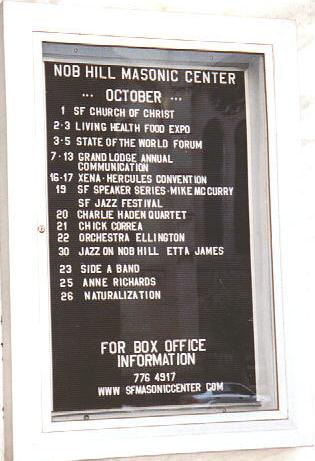 The schedule for the Nob Hill Mason Center